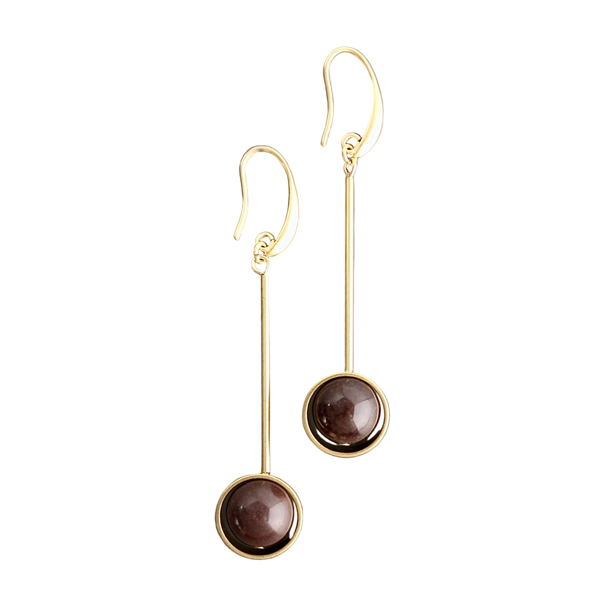 Geometric Brown Agate Earrings