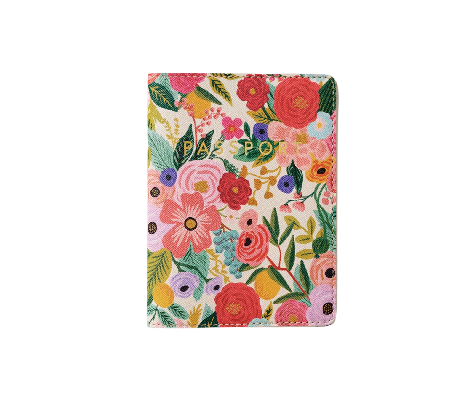 Floral passport cover with colorful flowers on a white background