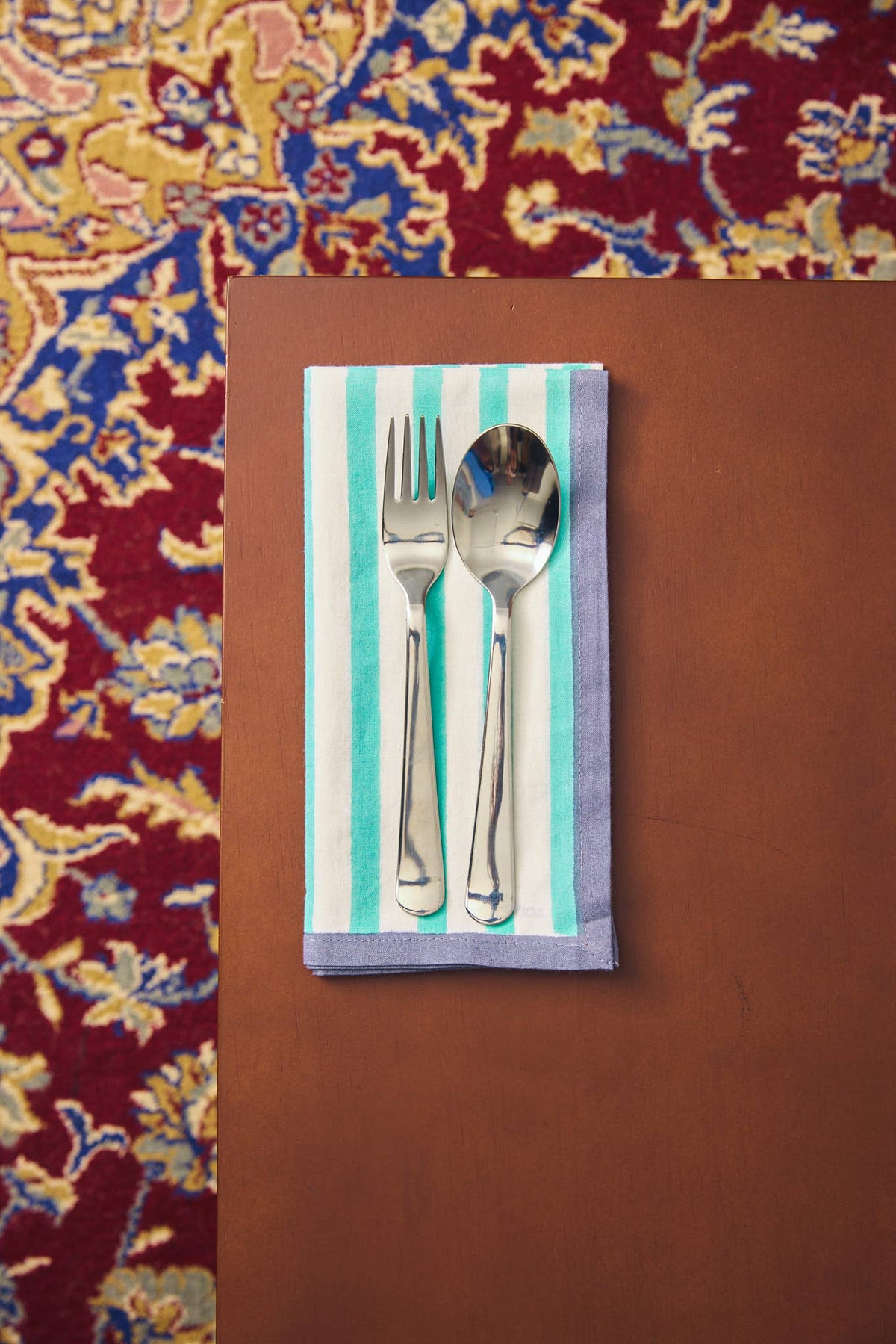 Block Stripe Napkins - Mint / White