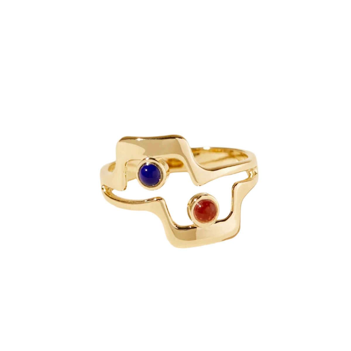 Clark Gold Plated Ring - Colbalt and Czech glass