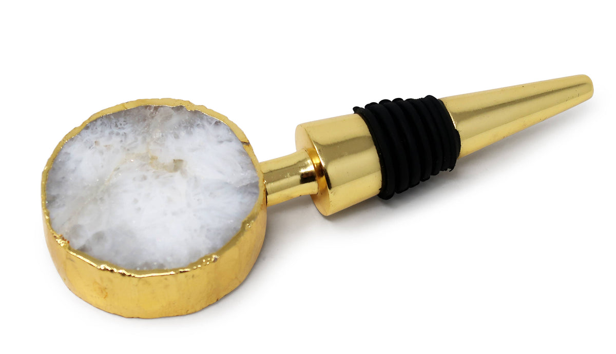 Bottle Stopper with Agate Stone Head