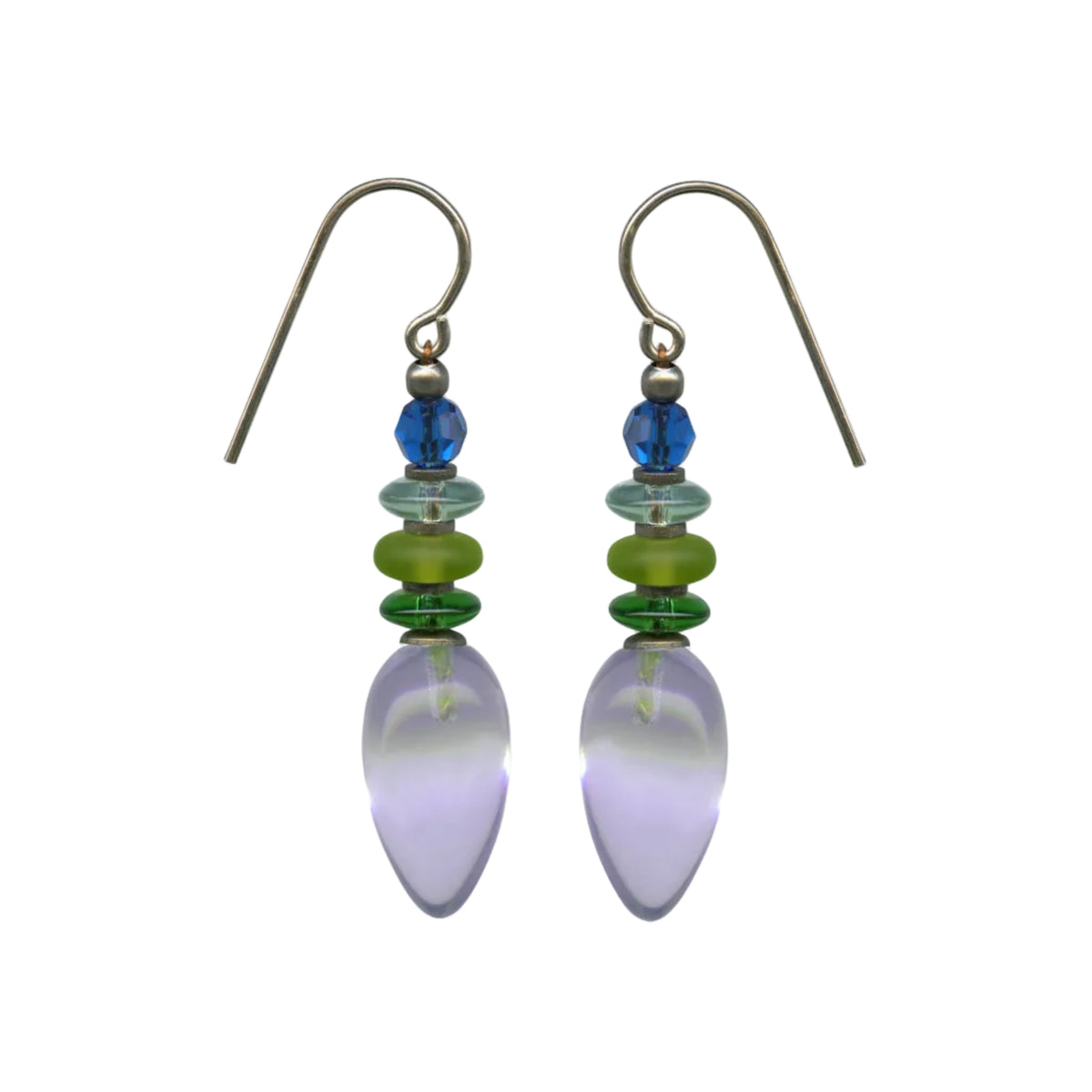 Tango Earrings in Light Amethyst Purple + Blue/Green
