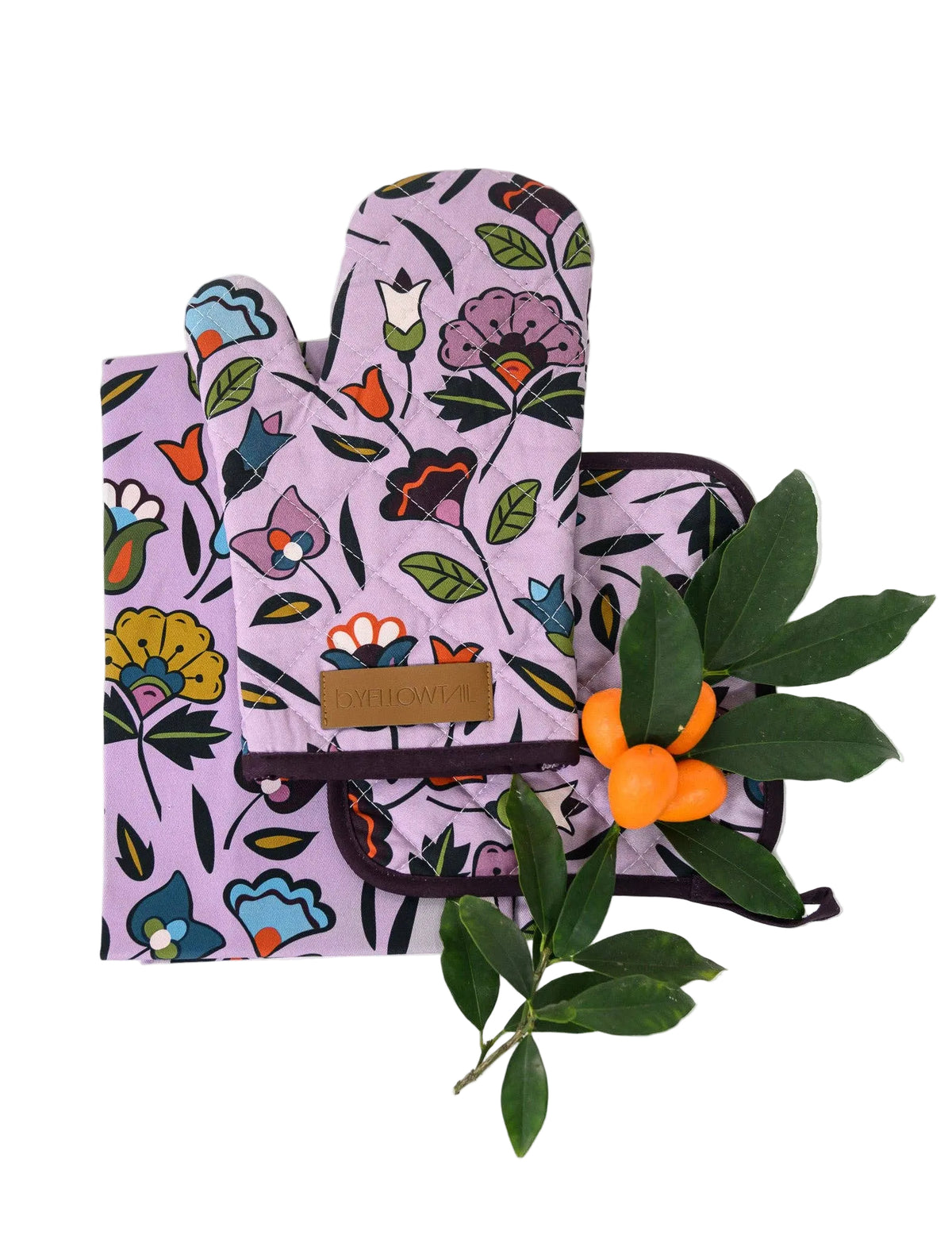 Floral Bloom Kitchen Towel, Oven Mitt & Pot Holder Set