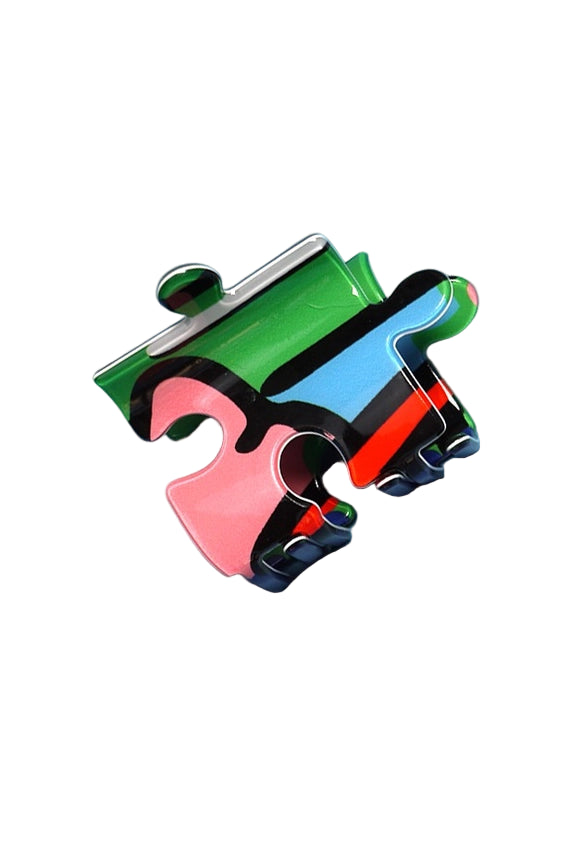 Colorful puzzle piece hairclip