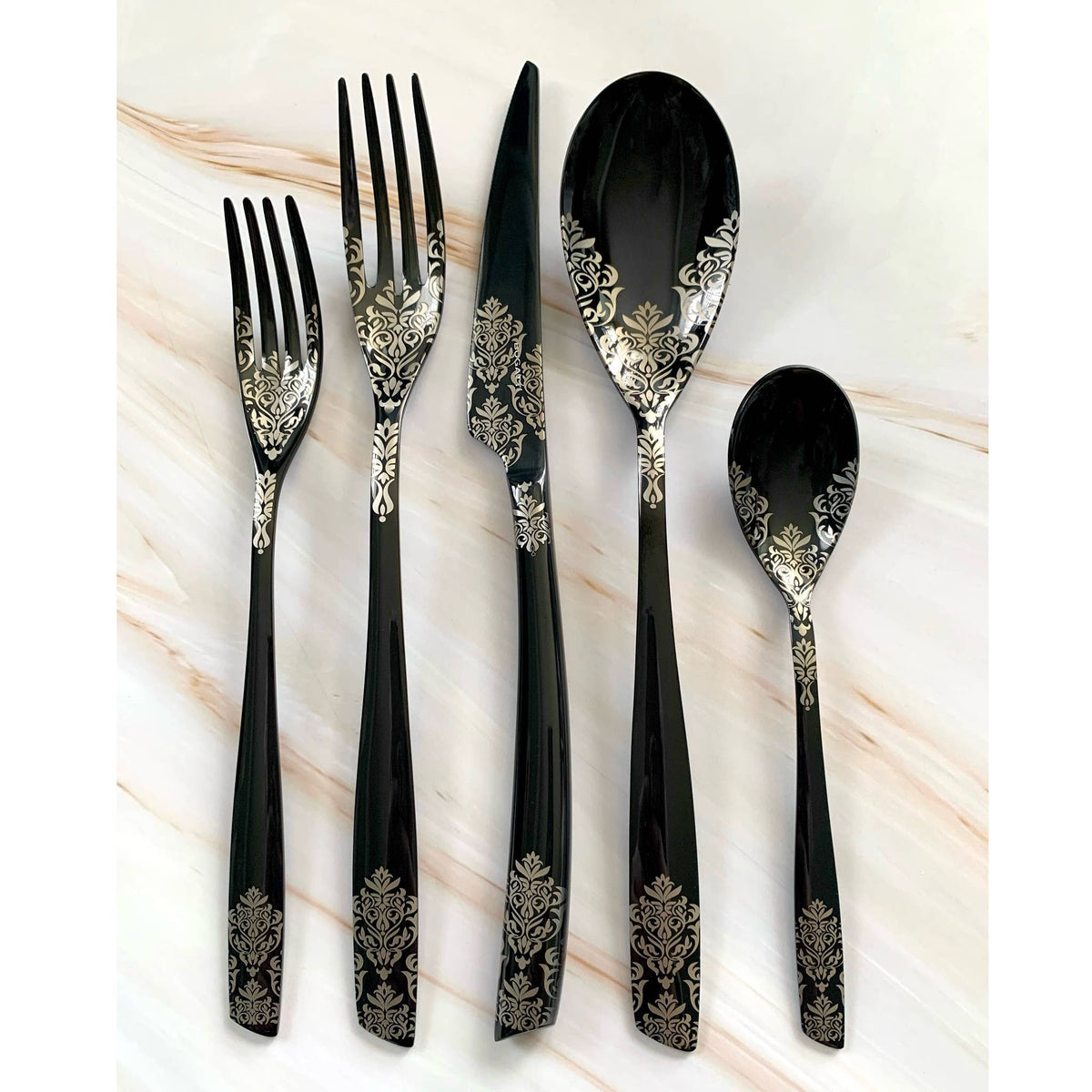 Riviera Devore' Black 5 Piece Place Setting