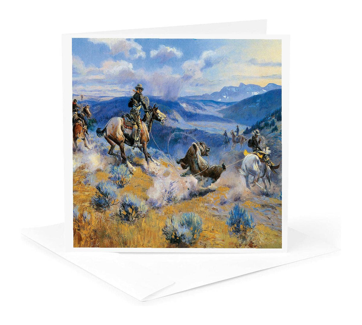 Loops and Swift Horses are Surer than Lead by Charles Marion Russell, Greeting Card
