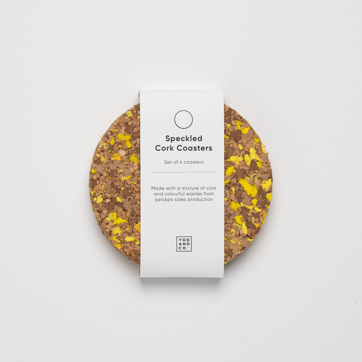 Speckled Round Cork Coasters Set of 4 - Yellow