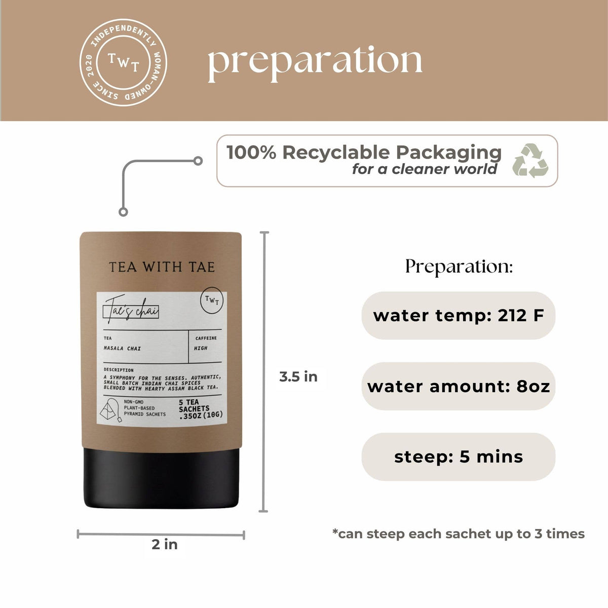 Tae's Chai Black Tea Mini Tea Tube