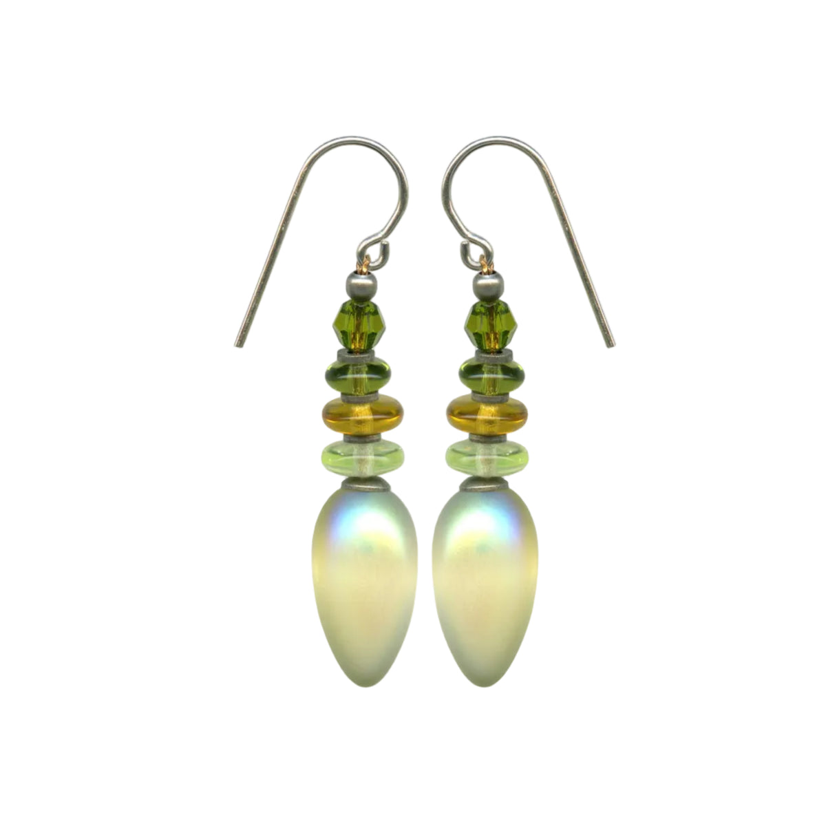 Tango Earrings in Iridescent Frosted Yellow and Green