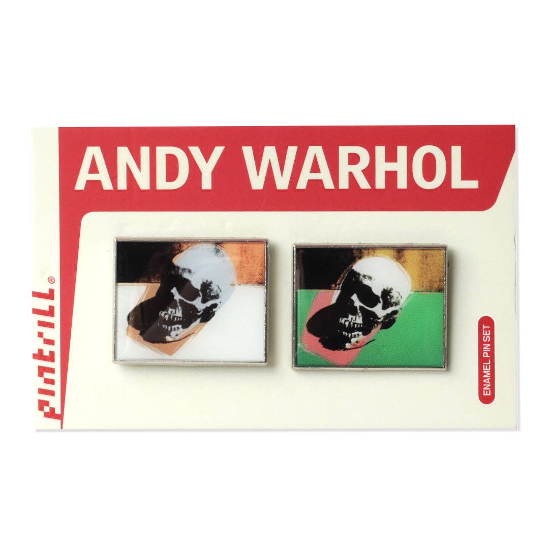 Warhol Skulls White Green Pin Set