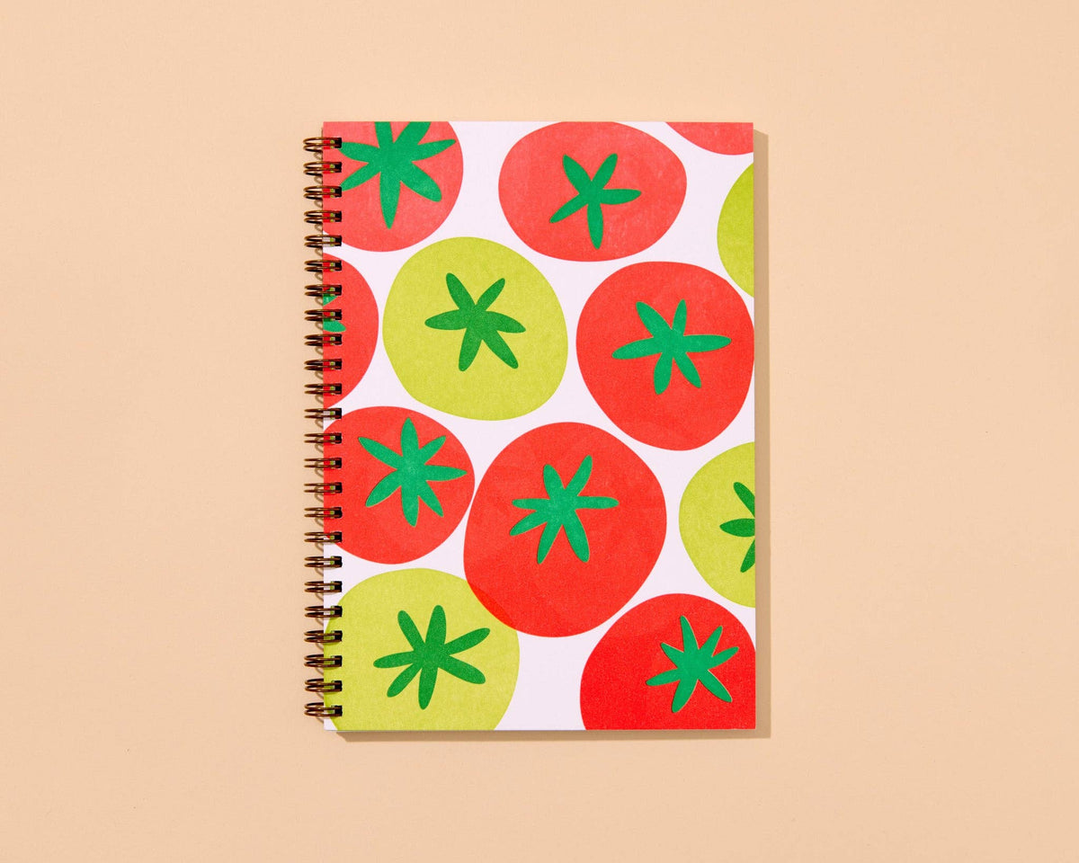Colorful Summer Letterpress A5 Spiral Notebook — Tomato Vine