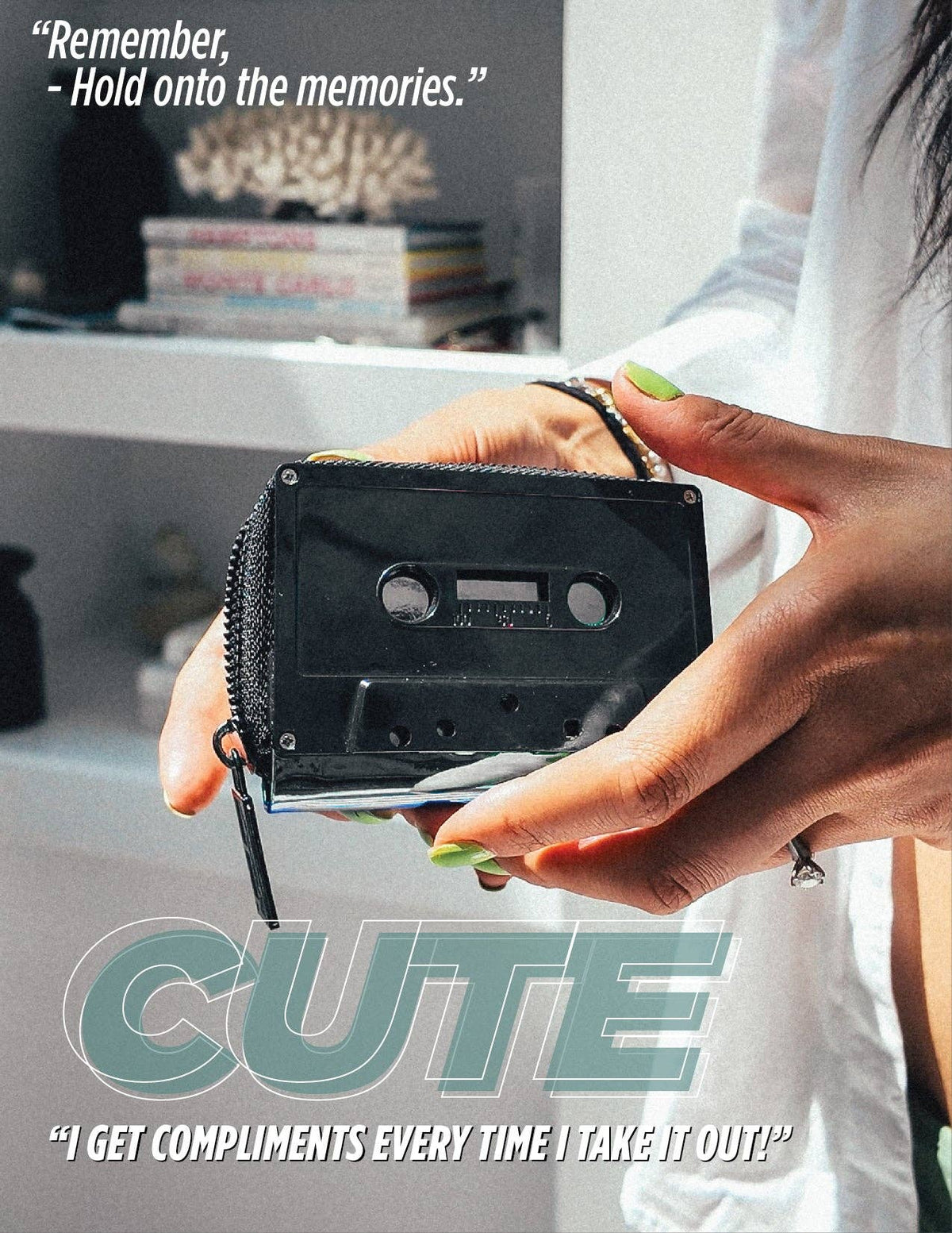 Black Chrome Cassette Tape Wallet | Cute Retro Music Gifts