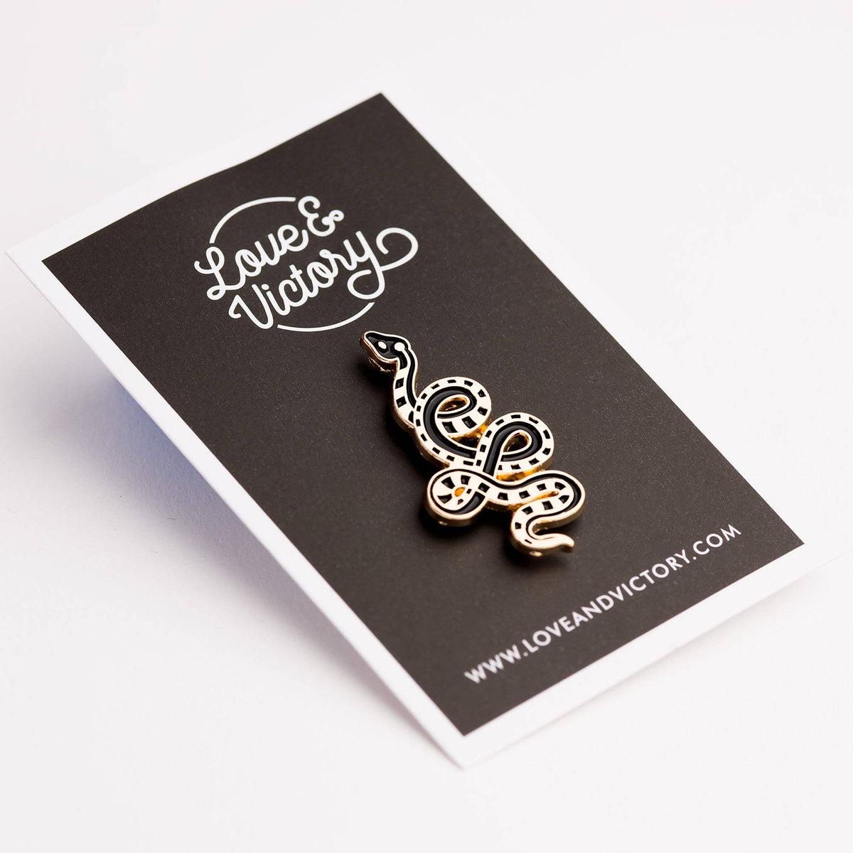 Black and Gold Enamel Snake Lapel Pin