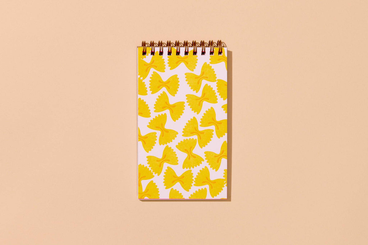 Modern Pasta Small Letterpress Spiral Notebook — Farfalle