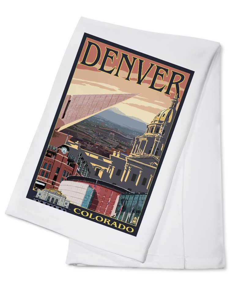 Denver, Colorado, Skyline View Tea Towel