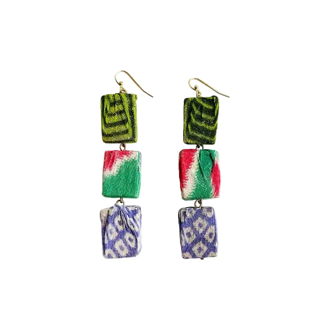 Kantha Block Earrings