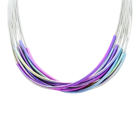 Silver Pw Necklace With Rainbow Sleeves