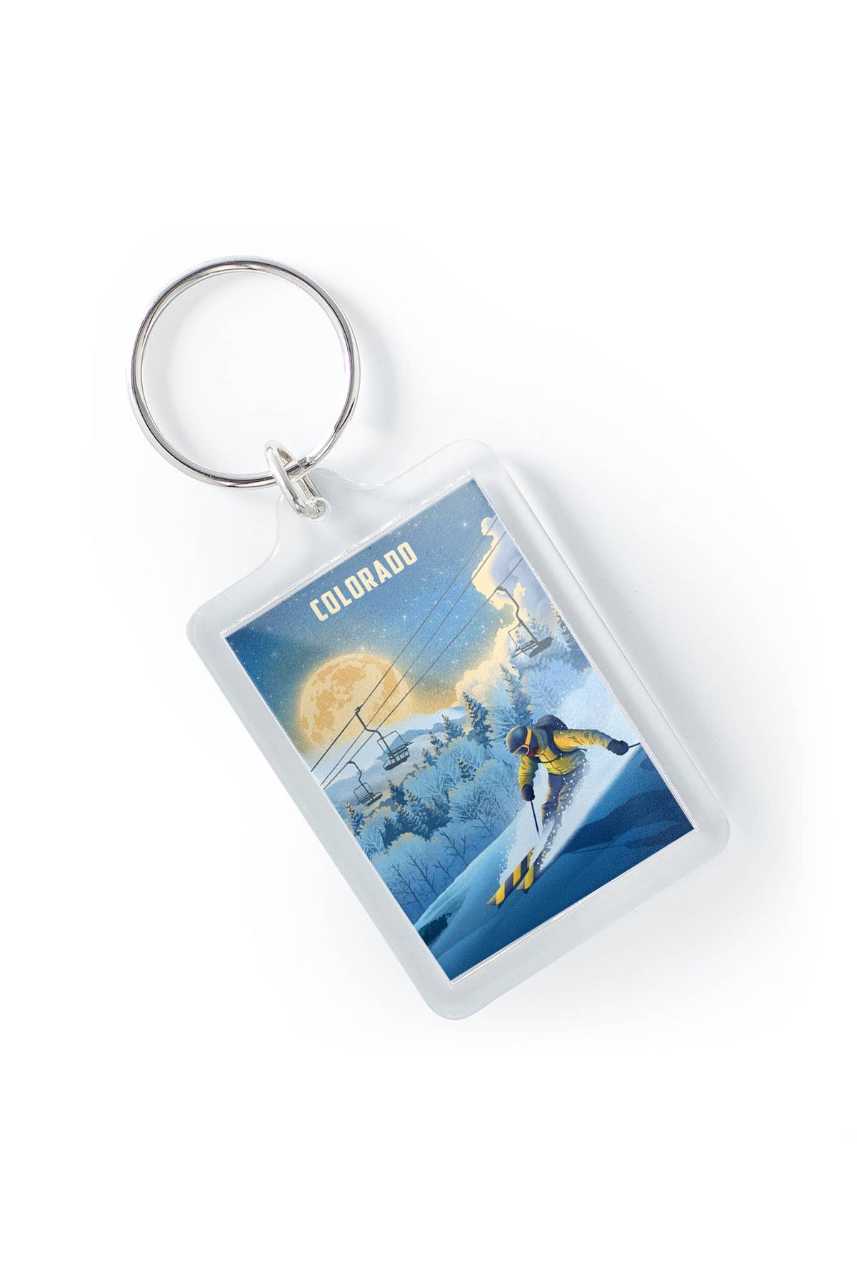 Colorado Night Skiing Keychain