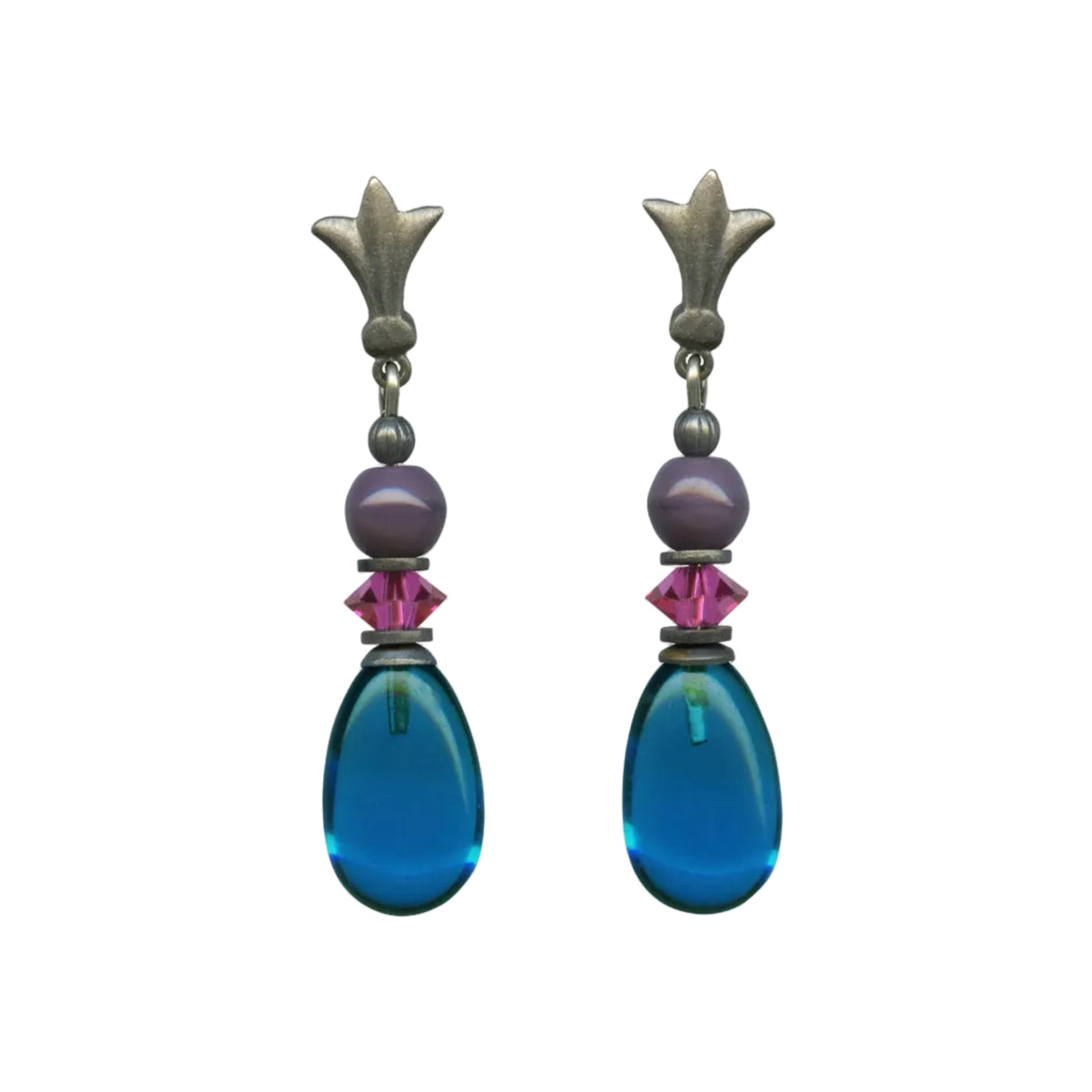Fleur de Lis and Raindrops Post Earrings