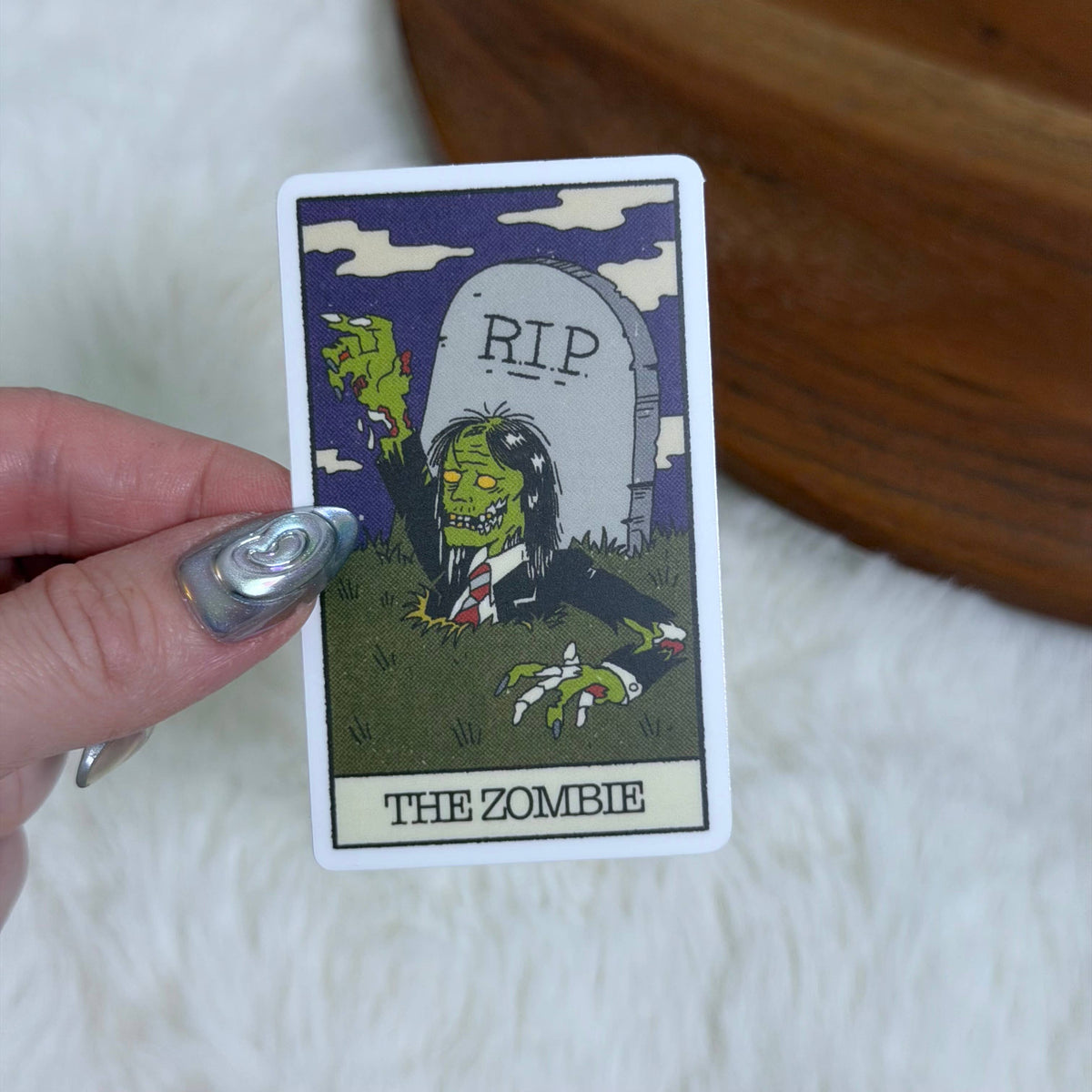 The Zombie Tarot Card Halloween Sticker