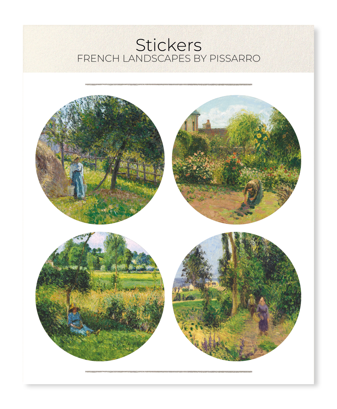 FRENCH LANDSCAPES BY PISSARRO: Painting Sticker Set