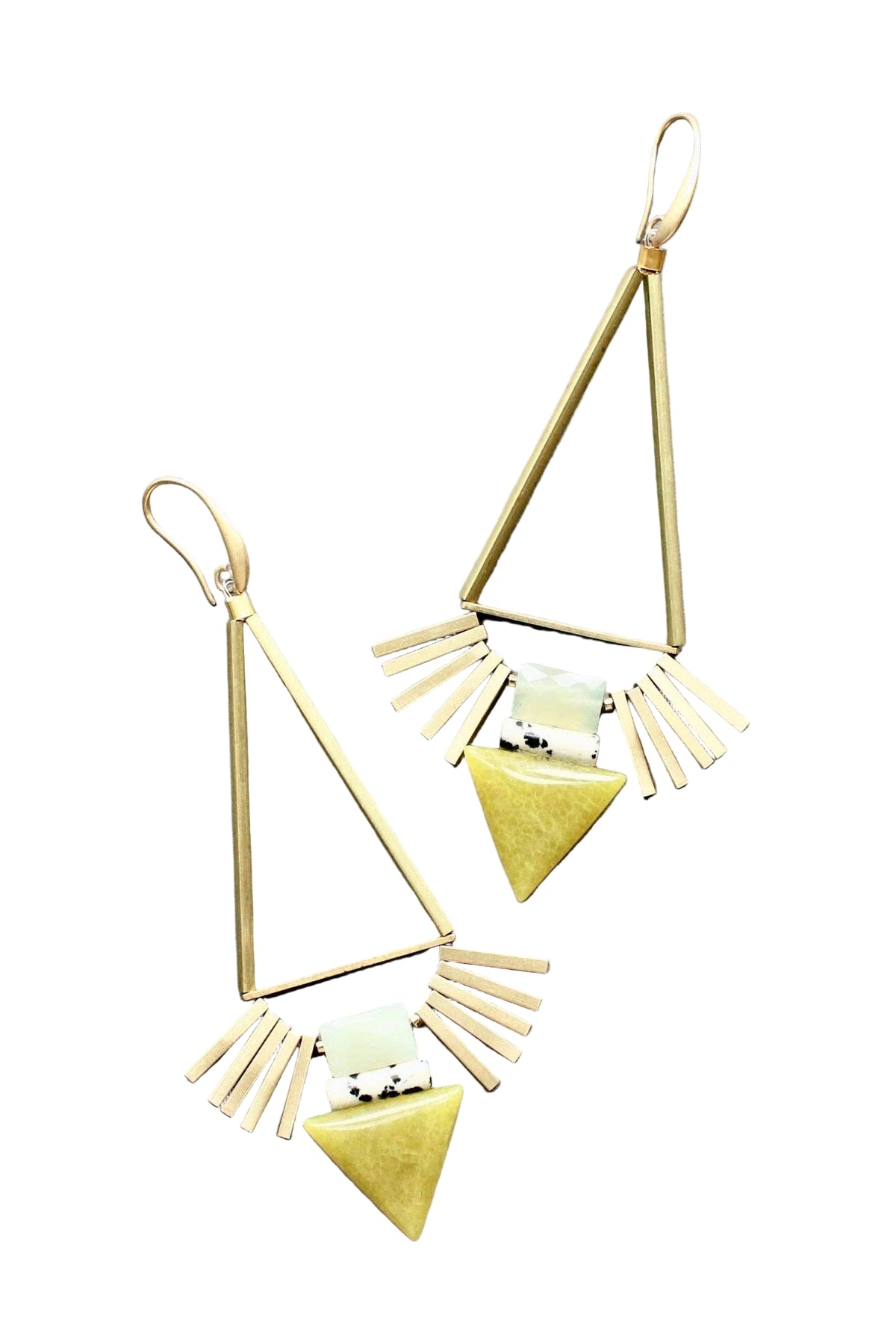 Dalmatian Jasper and Green Geometric Earrings