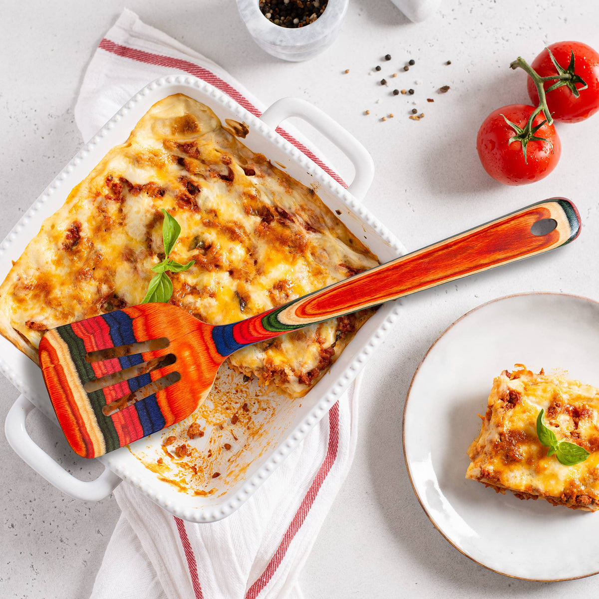 Baltique® Marrakesh Colorful Wooden Slotted Spatula, 12.5"