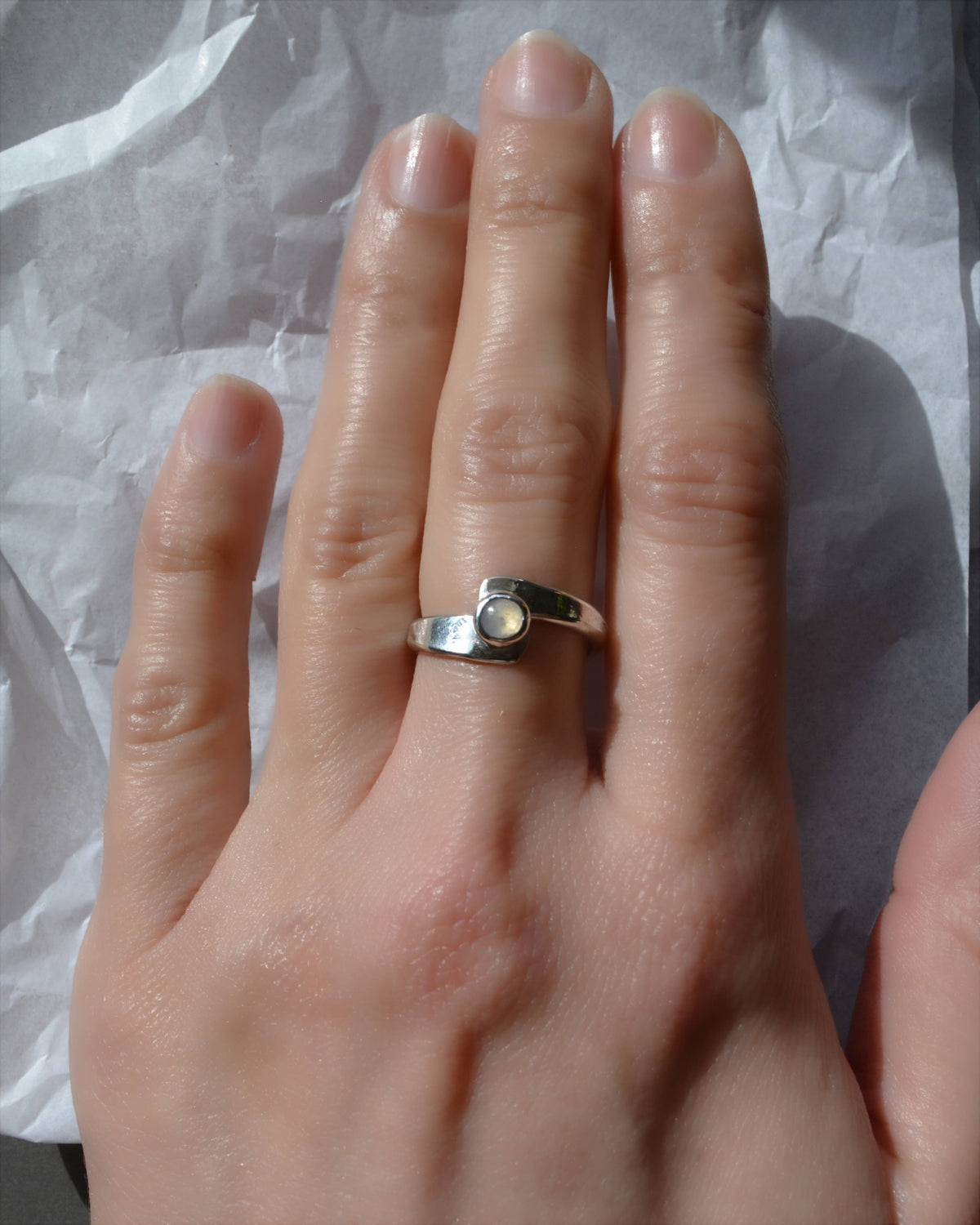Silver Moonstone Ring