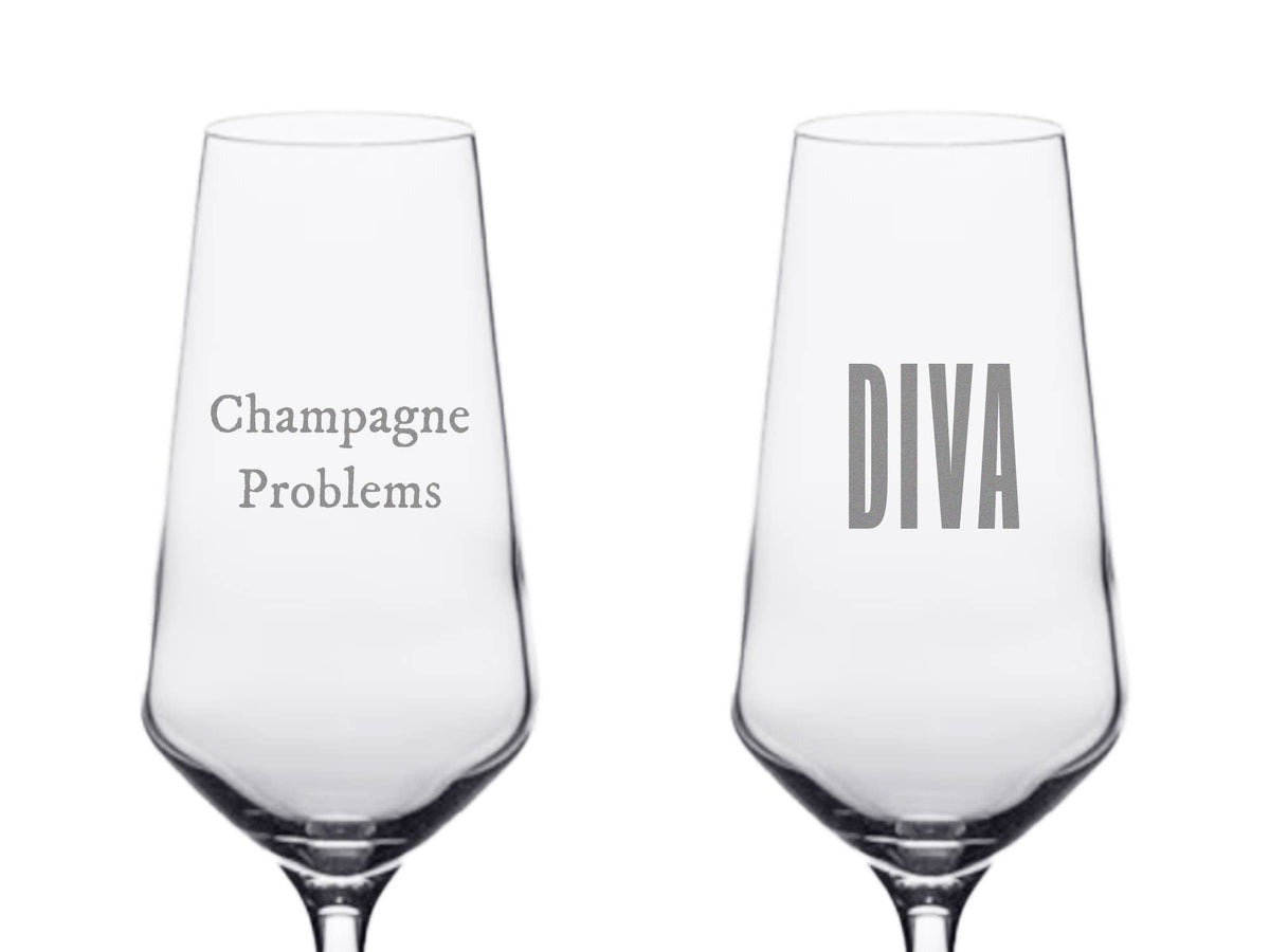 Champagne Problems, DIVA Logo - Champagne Flute