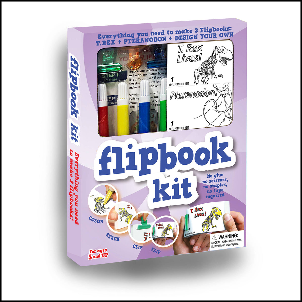 Dinosaurs T-Rex /Raptor DIY Flipbook Kit -  Make 3 Flipbooks