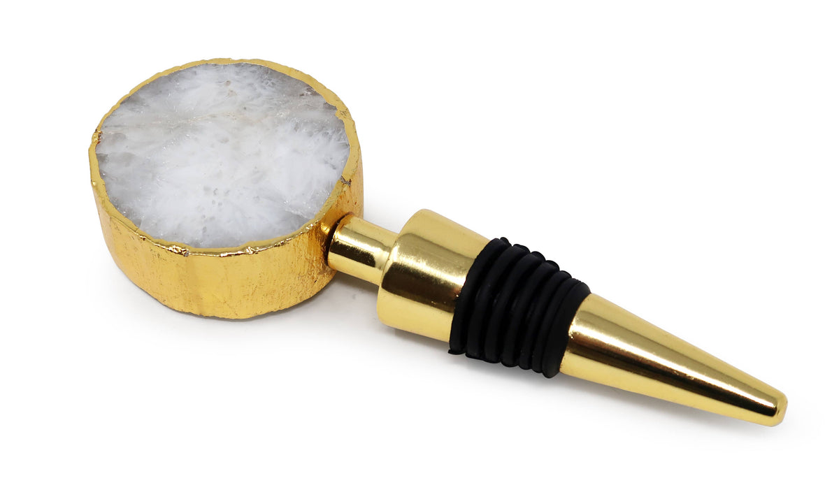 Bottle Stopper with Agate Stone Head
