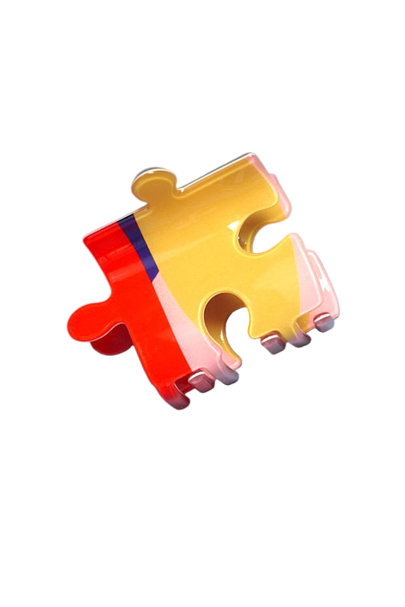 Colorful puzzle piece hairclip