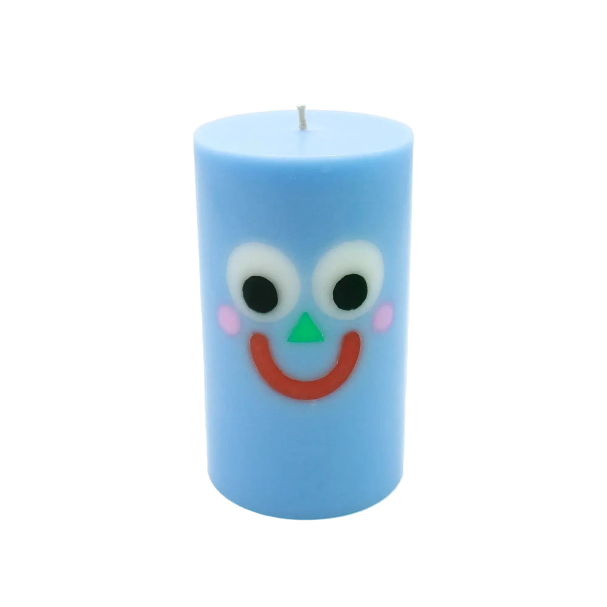 Happy Pillar Face Blue Candle
