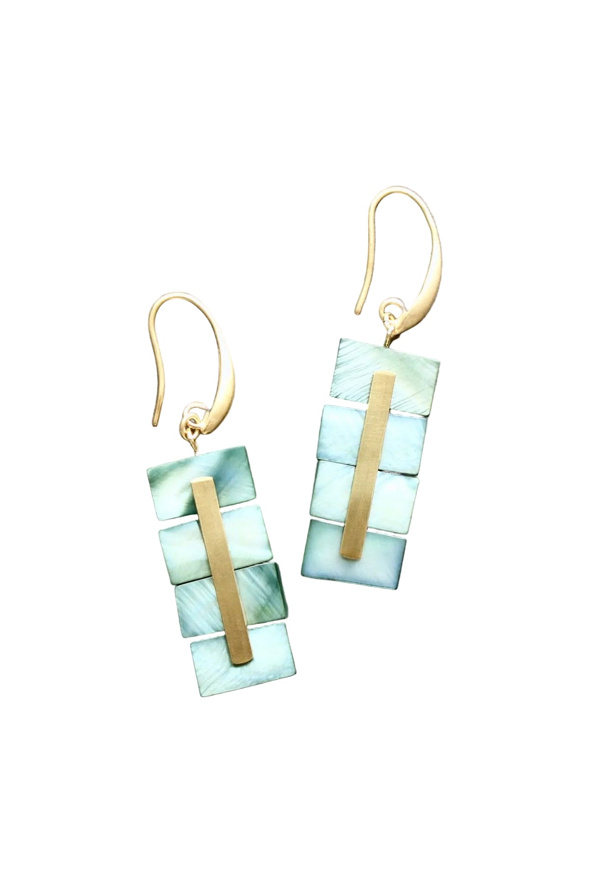 Green Shell Geometric Earrings