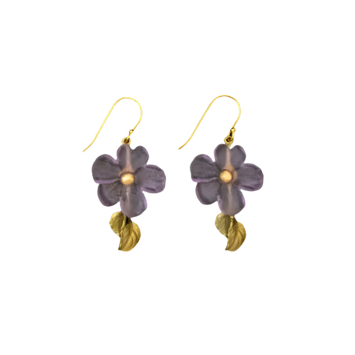 Purple Flower Drop Earrings