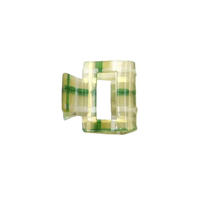 Green and clear plaid hair clip