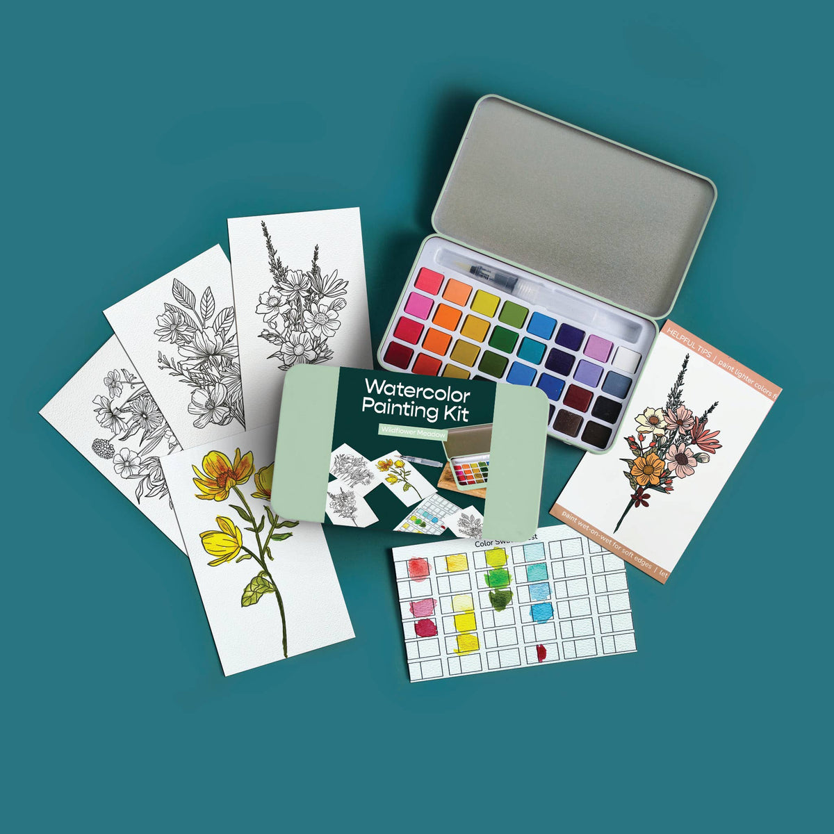 Wildflower Meadow watercolor painting kit