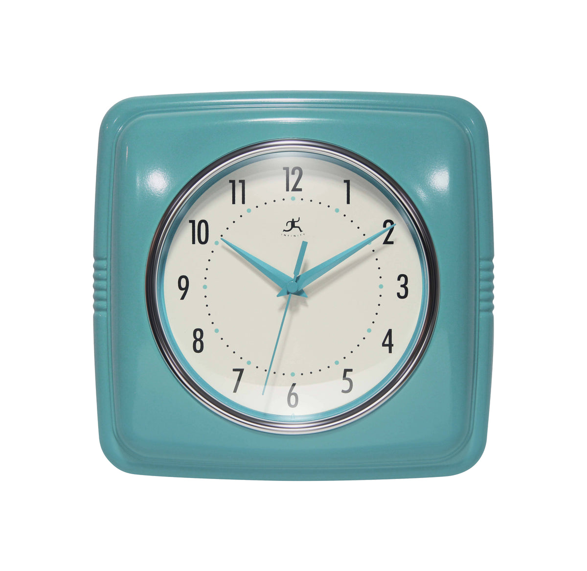 Retro Square Turquoise Indoor Wall Clock 9.25 Inch