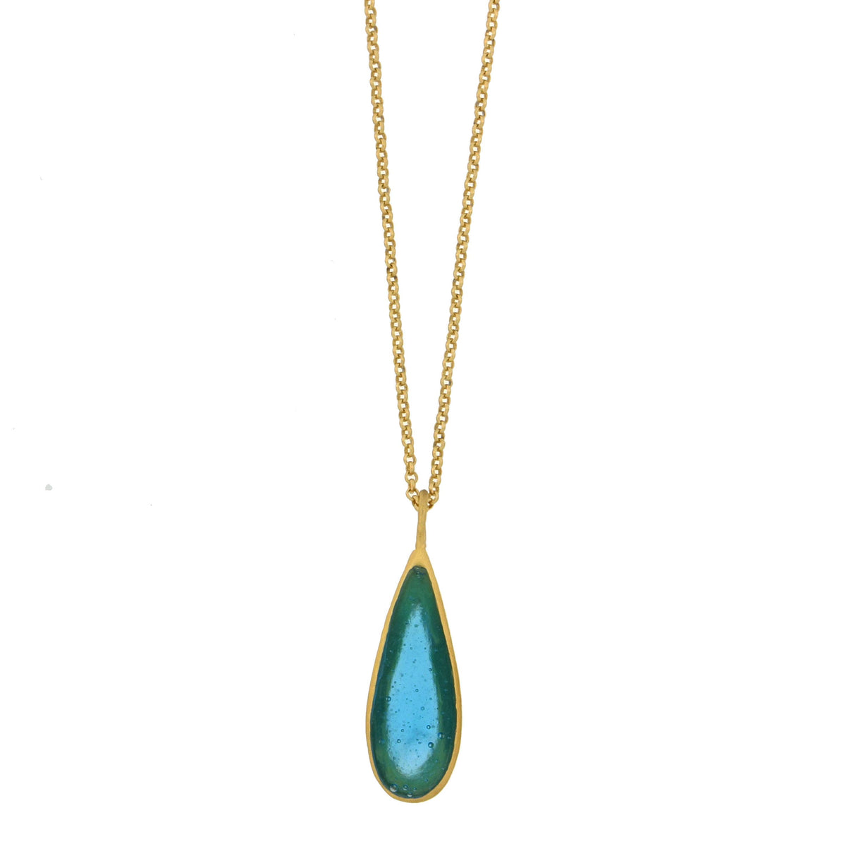 Tear Drop Bubbles 16" Adj. Pendant: Turquoise