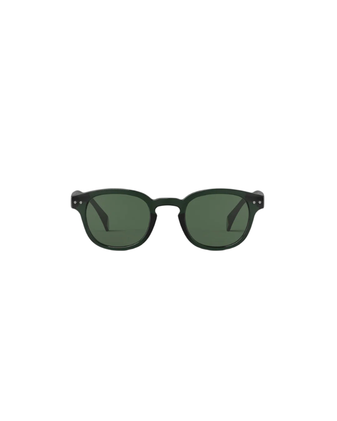 Green sunglasses on a white background