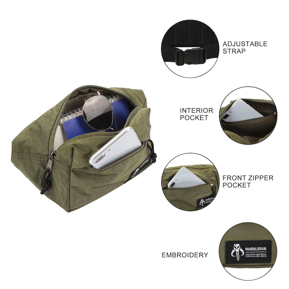 Star Wars The Mandalorian Crest 11.5” Olive Fanny Pack