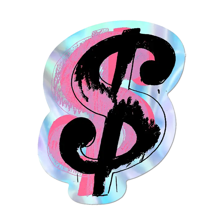 Dollar Sign By Warhol - Die-Cut Sticker (Money, Cash)
