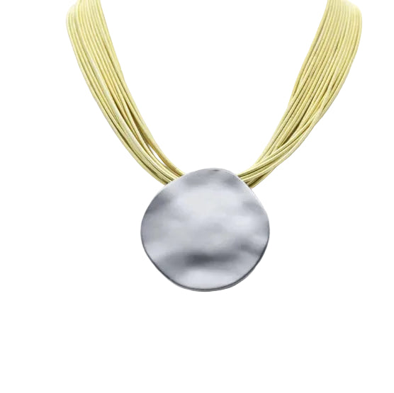 Bright Gold Multi Strand Necklace With Slate Disc