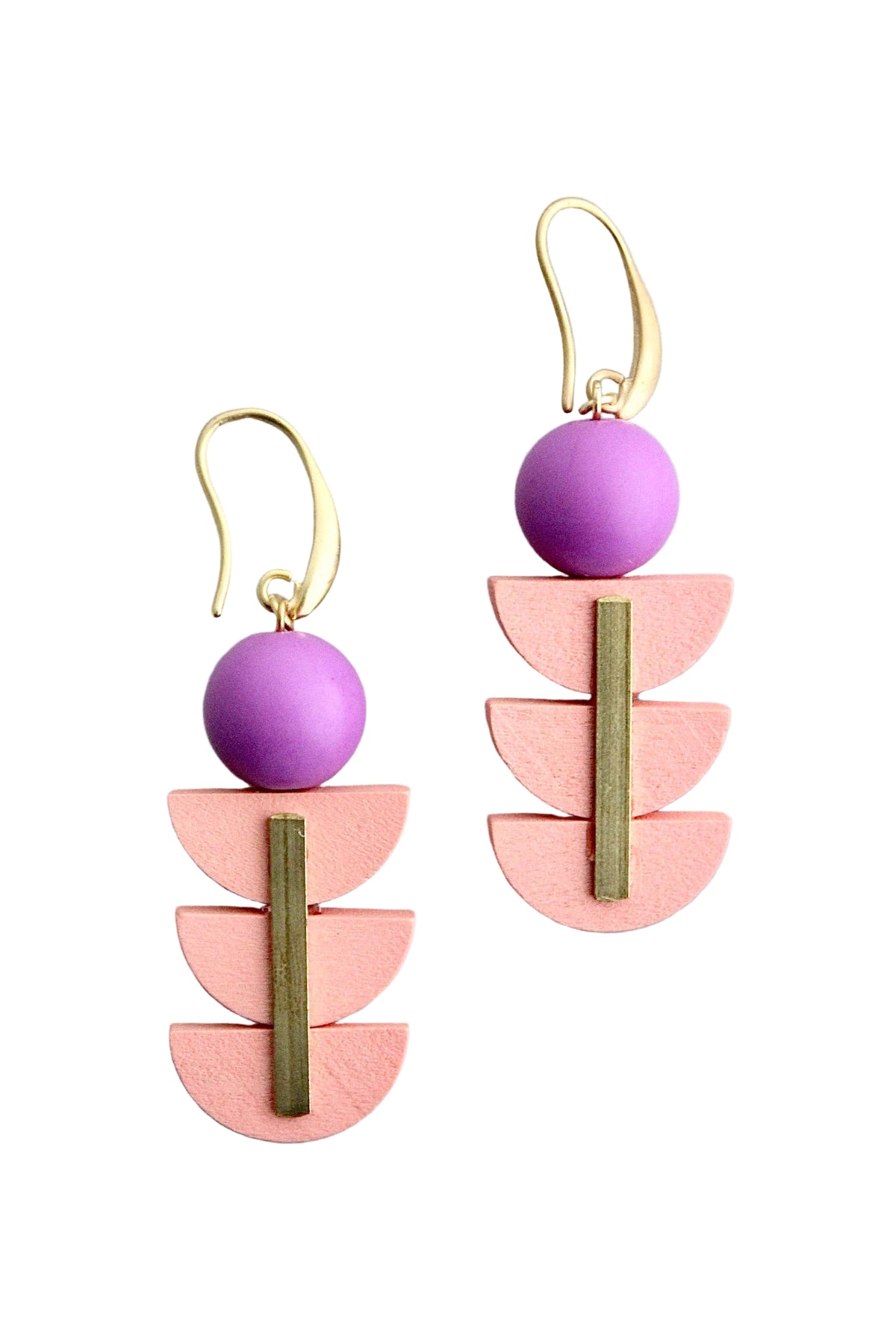 Pink and Purple Geometric Earrings
