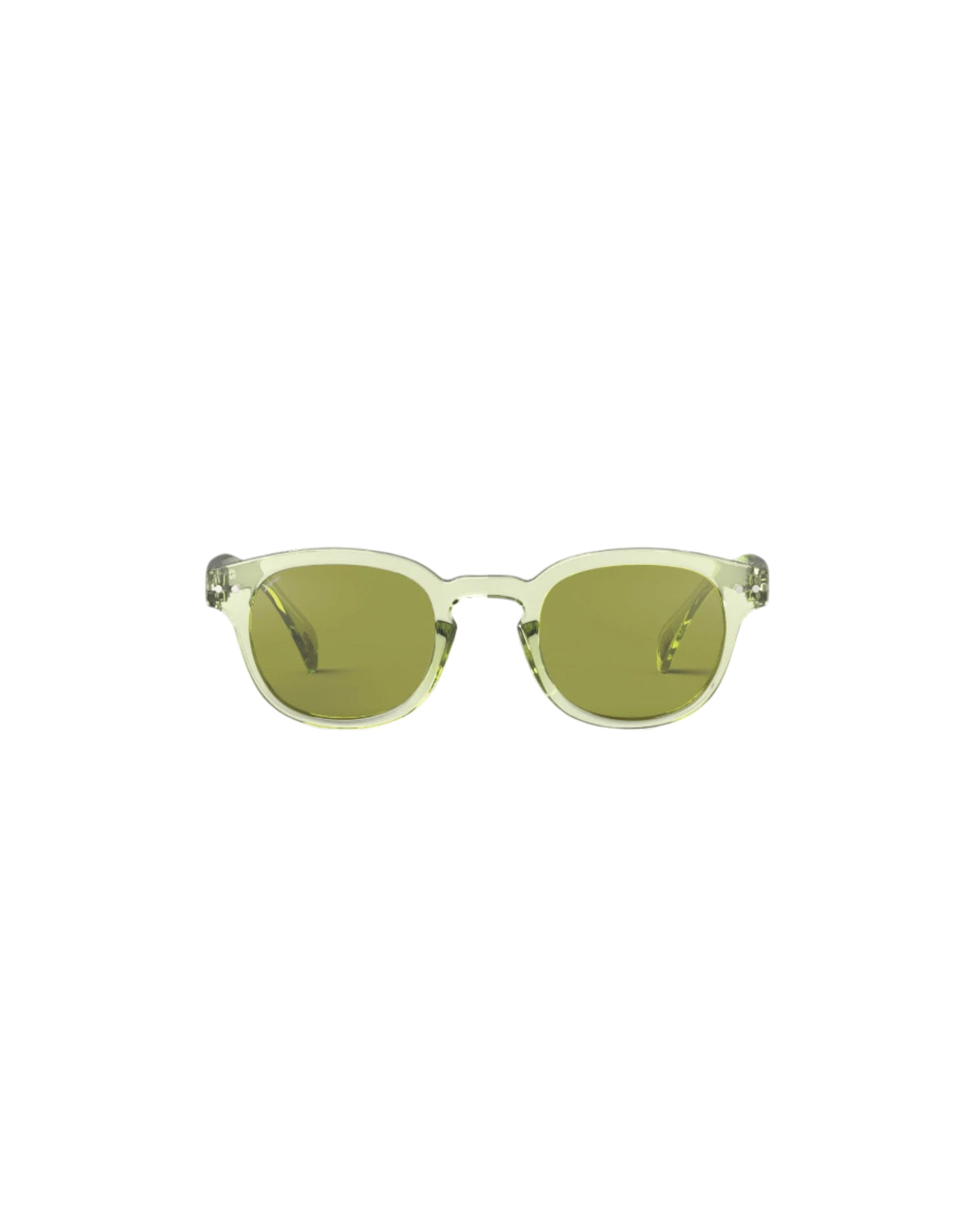 Green sunglasses on a white background