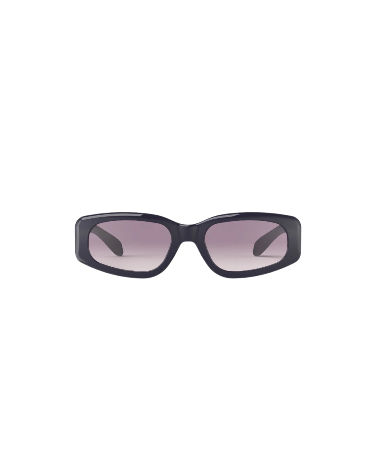 Black oval sunglasses with purple lenses