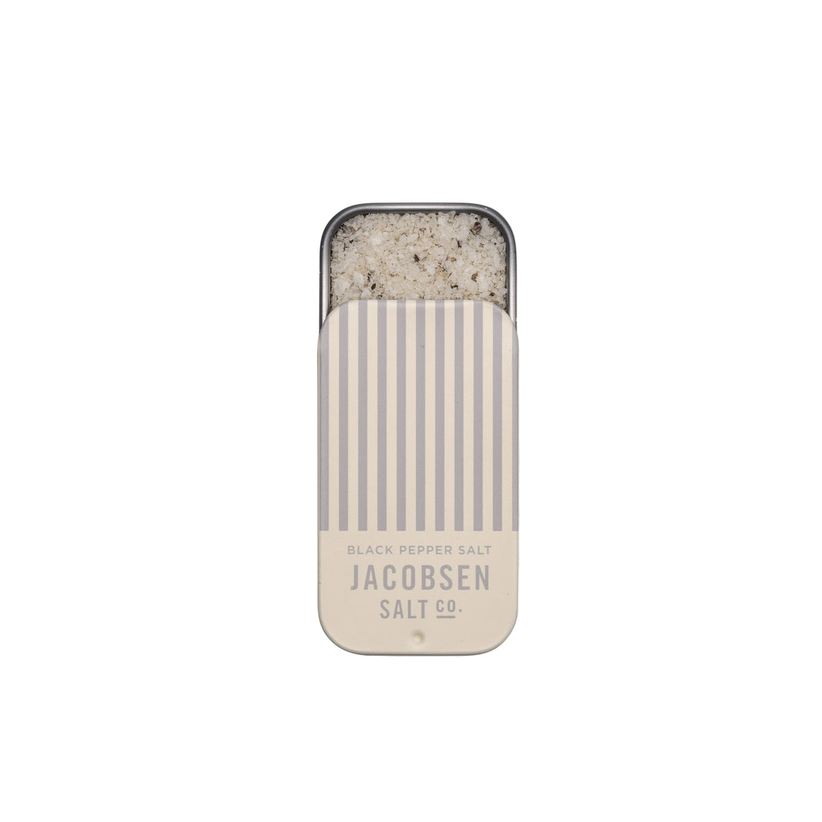  Jacobsen Salt Co. black pepper salt container on a white background