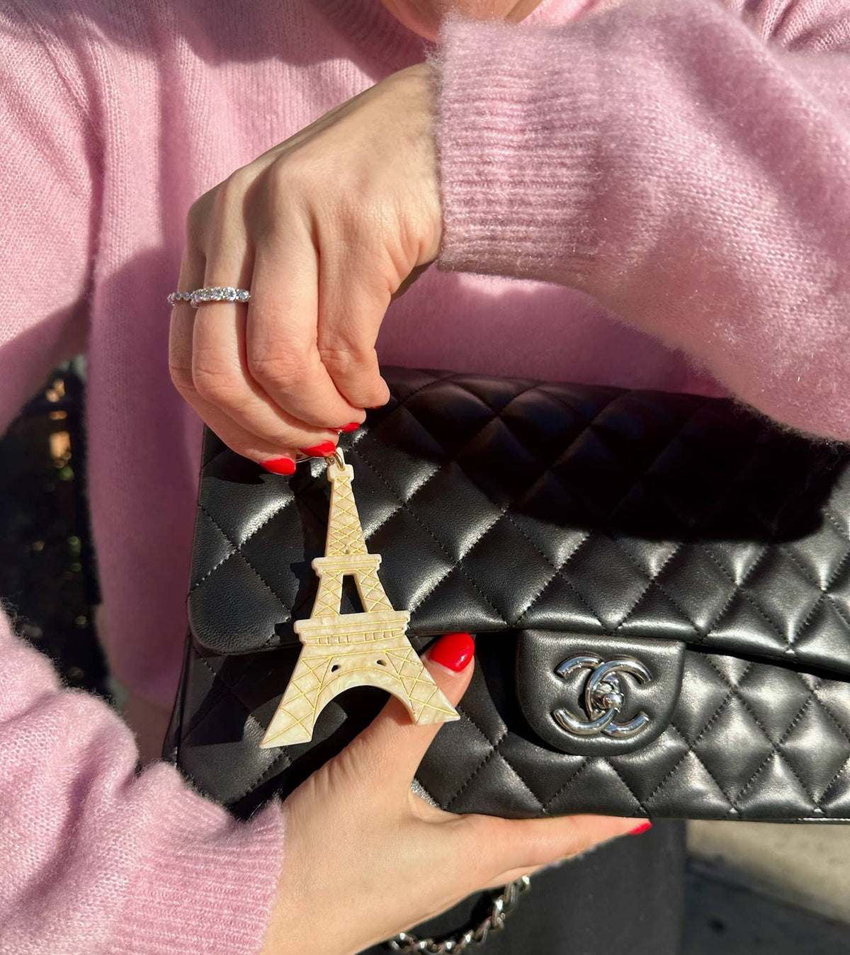 Hand-painted Eiffel Tower Bag Charm + Keychain