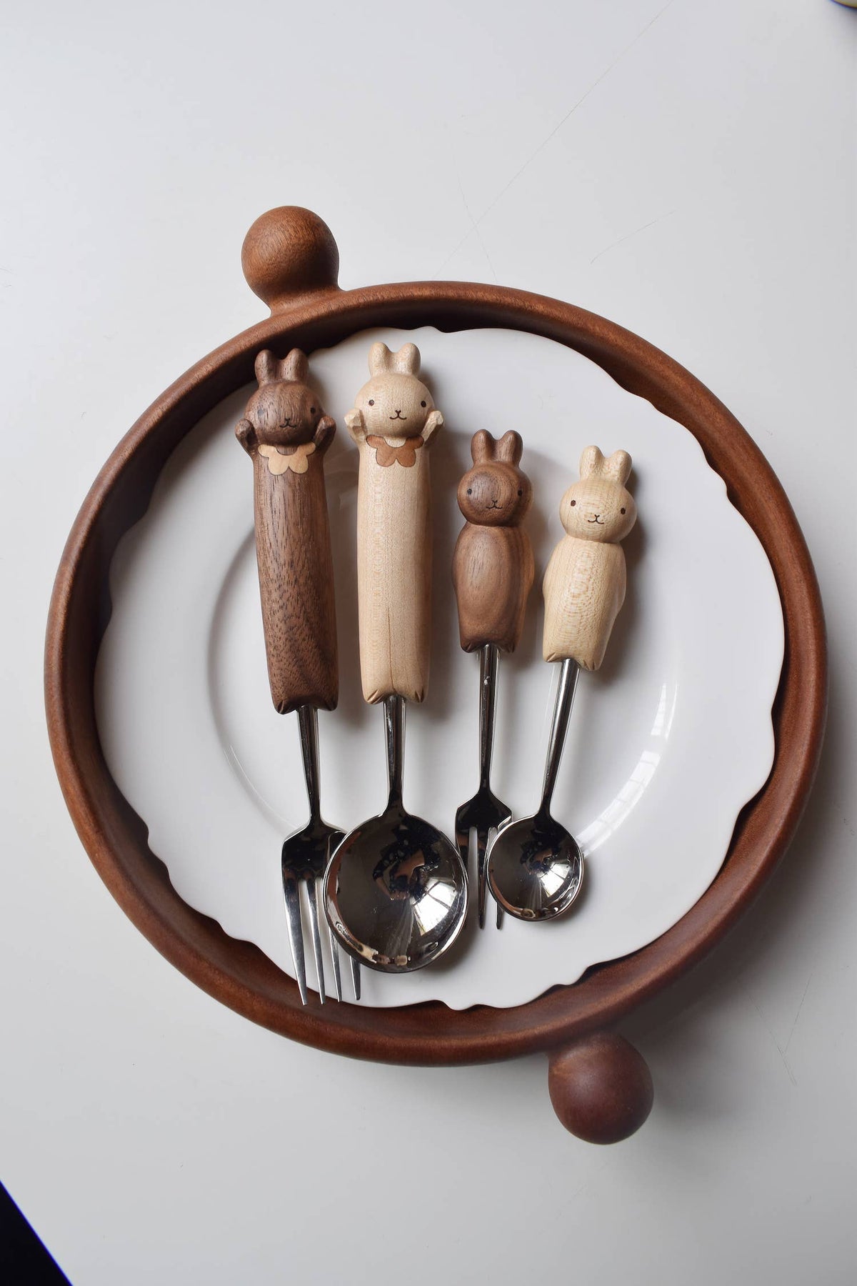 Hand-Carved Bunny Spoon & Fork
