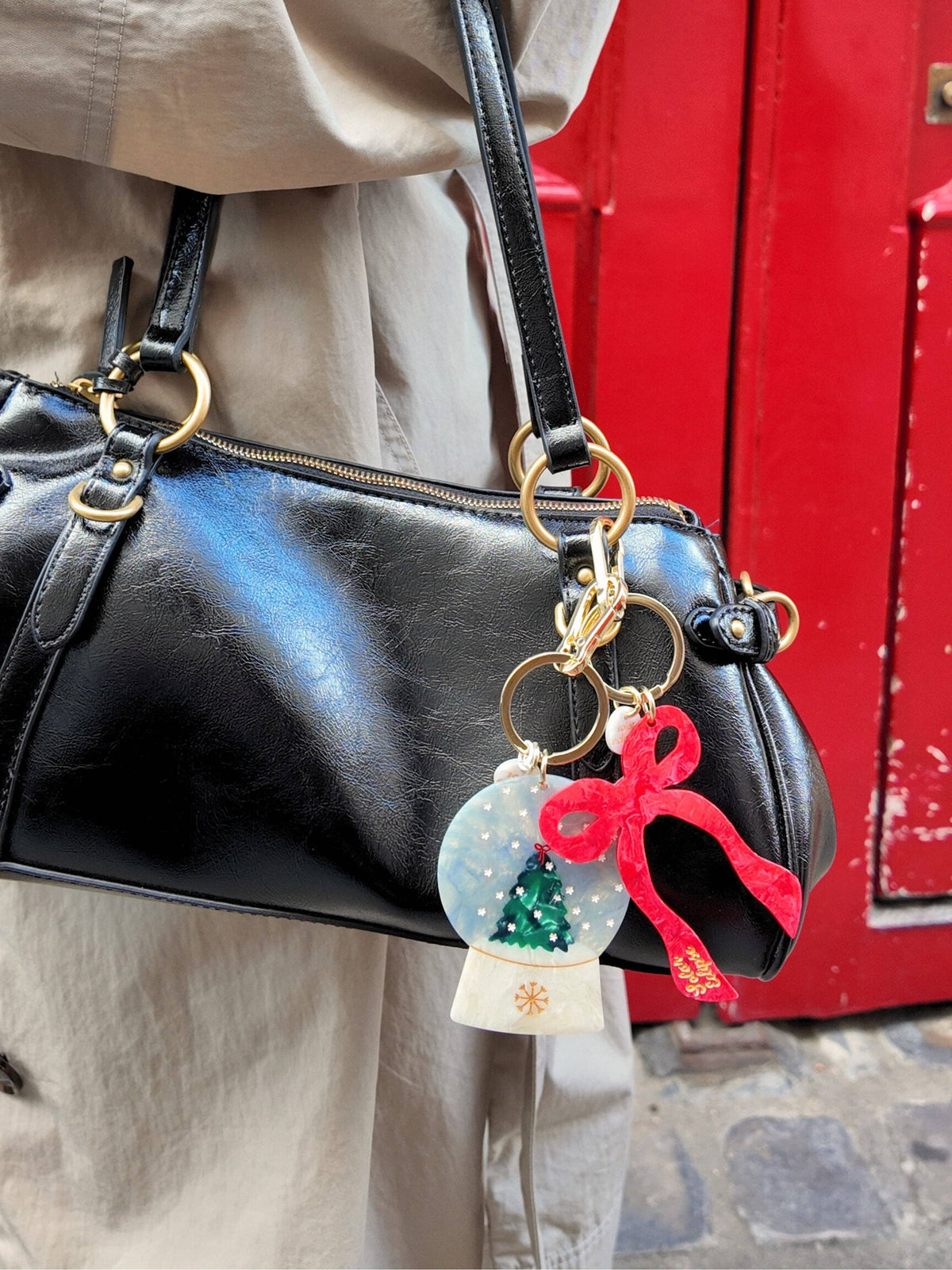 Hand-painted Coquette Bow Bag Charm + Keychain